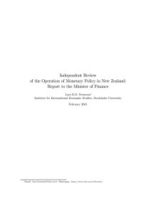 Independent Review of the Operation of Monetary Policy in New Zealand: