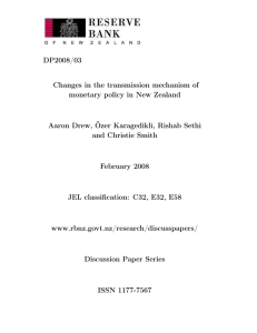 DP2008/03 Changes in the transmission mechanism of monetary policy in New Zealand