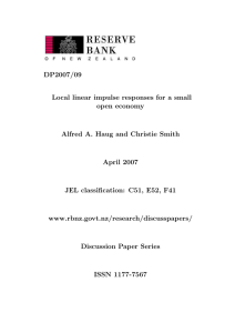 DP2007/09 Local linear impulse responses for a small open economy