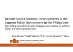 Recent Socio‐Economic Developments &amp; the  Current Policy Environment in the Philippines: Rethinking economic growth strategies and policies to achieve  SDGs: the role of productivity