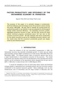 FACTOR PRODUCTIVITY AND EFFICIENCY OF THE VIETNAMESE ECONOMY IN TRANSITION