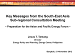 Key Messages from the South-East Asia Sub-regional Consultation Meeting