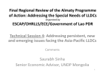 Final Regional Review of the Almaty Programme of Action: Addressing the Special Needs of LLDCs of Action: Addressing the Special Needs of LLDCs