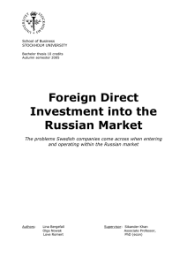 Foreign Direct Investment into the Russian Market