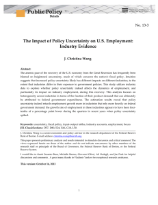 The Impact of Policy Uncertainty on U.S. Employment: Industry Evidence No. 13-3