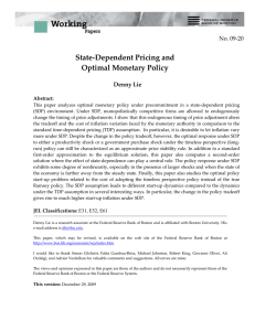 State-Dependent Pricing and Optimal Monetary Policy No. 09-20