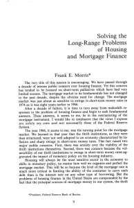Solving the Long-Range Problems of Housing and Mortgage Finance