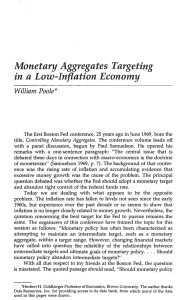 Manetary Aggregates Targeting in a Law-Inflation Econamy William Poole*