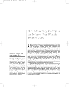 U U.S. Monetary Policy in an Integrating World: 1960 to 2000