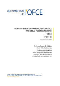 OFCE THE MEASUREMENT OF ECONOMIC PERFORMANCE AND SOCIAL PROGRESS REVISITED