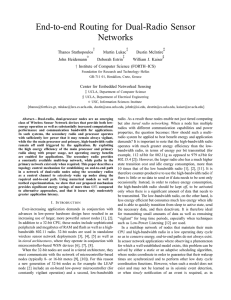 “End-to-end Routing for Dual-Radio Sensor Networks,”