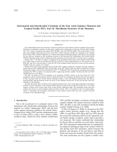 Interannual and interdecadal variations of the East Asian summer monsoon and tropical Pacific SSTs: Part II: Meridional structure of the monsoon.