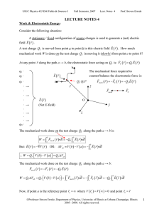 Lecture Notes 04: Work and Electrostatic Energy