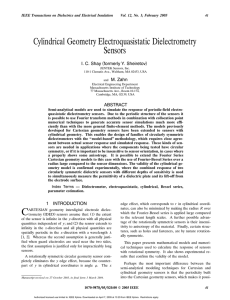 Shay, I.C. (formerly Y. Sheiretov) and M. Zahn, Cylindrical Geometry Electroquasistatic Dielectrometry Sensors, IEEE Transactions on Dielectrics and Electrical Insulation, Vol. 12, No. 1, pp. 41-49, Feb. 2005