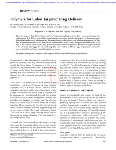 Polymers for Colon Targeted Drug Delivery Review Article