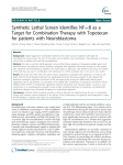 B as a Synthetic Lethal Screen Identifies NF- for patients with Neuroblastoma