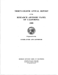 THIRTY-EIGHTH  ANNUAL  REPORT RESEARCH  ADVISORY  PANEL 2008