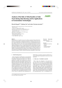 Analysis of the Role of Mitochondria of Sake in Fermentation Technologies