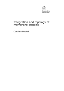 Integration and topology of membrane proteins Carolina Boekel