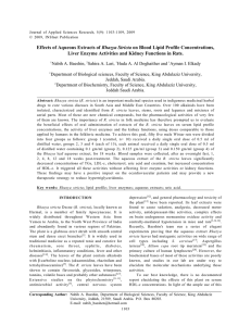 Effects of Aqueous Liver Enzyme Activities and Kidney Functions in Rats.