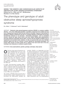 SERIES ‘‘THE GENETIC AND CARDIOVASCULAR ASPECTS OF OBSTRUCTIVE SLEEP APNOEA/HYPOPNOEA SYNDROME’’