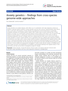 – findings from cross-species Anxiety genetics genome-wide approaches