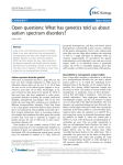 Open questions: What has genetics told us about autism spectrum disorders?