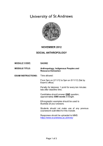 NOVEMBER 2012 SOCIAL ANTHROPOLOGY