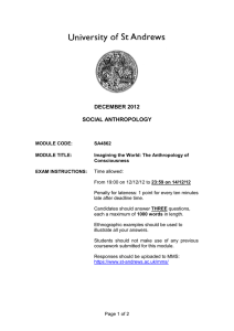 DECEMBER 2012 SOCIAL ANTHROPOLOGY