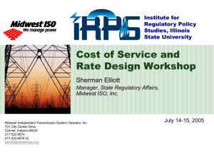 Cost of Service and Rate Design Workshop Sherman Elliott Institute for