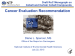 Cancer Evaluation Recommendation Diane L. Spencer, MS Draft RoC Monograph on