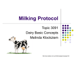 Milking Protocol Topic 3091 Dairy Basic Concepts Melinda Klockziem