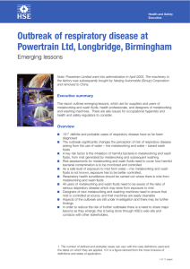 Outbreak of respiratory disease at Powertrain Ltd, Longbridge, Birmingham Emerging lessons