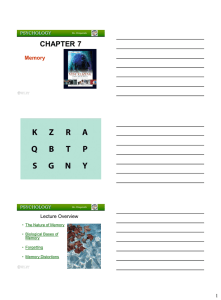 CHAPTER 7 Memory 1 Lecture Overview