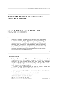 PRINCIPLES AND IMPLEMENTATION OF DEDUCTIVE PARSING STUART M. SHIEBER, YVES SCHABES, AND