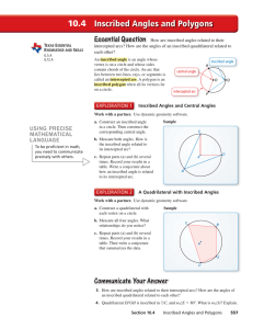 10.4 Inscribed Angles and Polygons Essential Question