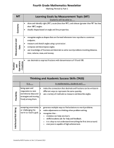 Fourth Grade Mathematics Newsletter MT Learning Goals by Measurement Topic (MT)