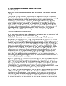 Al-Zawahiri Condemns Annapolis Summit Participants December 14, 2007