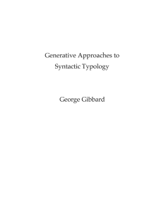Generative Approaches to Syntactic Typology George Gibbard