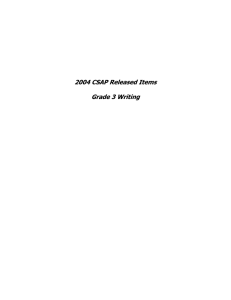 2004 CSAP Released Items Grade 3 Writing