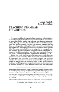 TEACHING  GRAMMAR TO  WRITERS Jan ice  N euleib