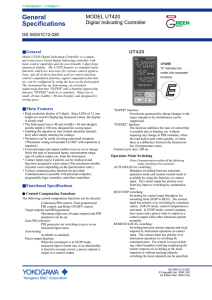 General Specifications MODEL UT420 Digital Indicating Controller