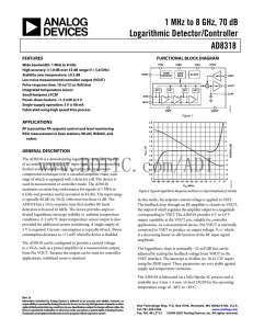 1 MHz to 8 GHz, 70 dB Logarithmic Detector/Controller AD8318