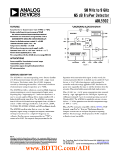 50 MHz to 9 GHz 65 dB TruPwr Detector ADL5902