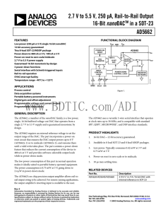 2.7 V to 5.5 V, 250 µA, Rail-to-Rail Output nano AD5662