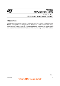 AN1809 APPLICATION NOTE STR71x ADC DRIVING AN ANALOG KEYBOARD