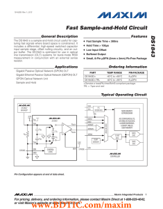 DS1843 Fast Sample-and-Hold Circuit General Description Features