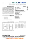DS1805 Addressable Digital Potentiometer General Description Features