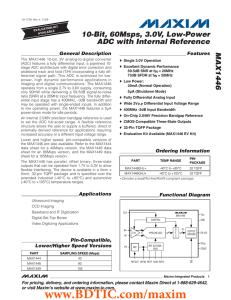 MAX1446 10-Bit, 60Msps, 3.0V, Low-Power ADC with Internal Reference General Description
