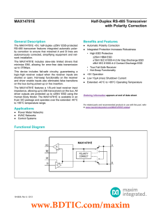MAX14781E Half-Duplex RS-485 Transceiver with Polarity Correction General Description
